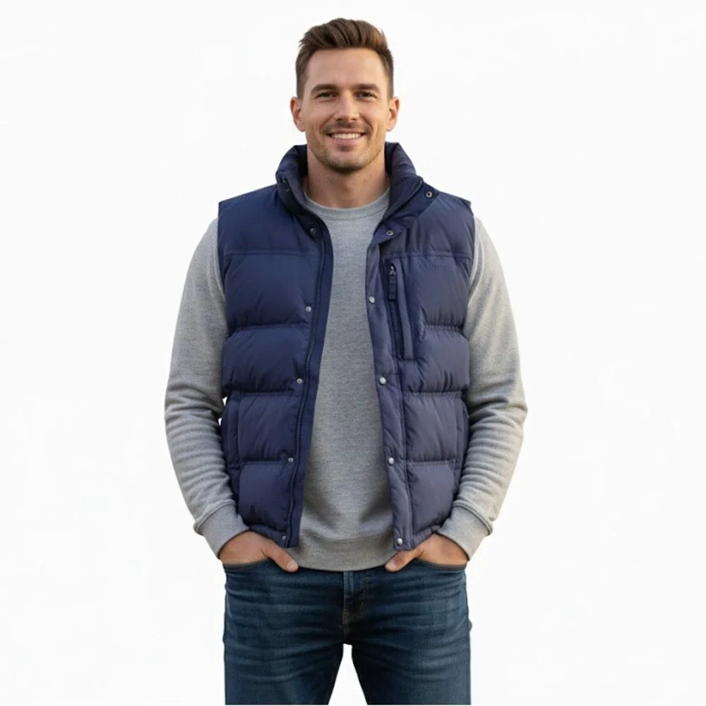 L.L. Bean Men's Mountain Insulated Down Quilted Puffer Vest Navy XL hmmm mm - Picture 2 of 11